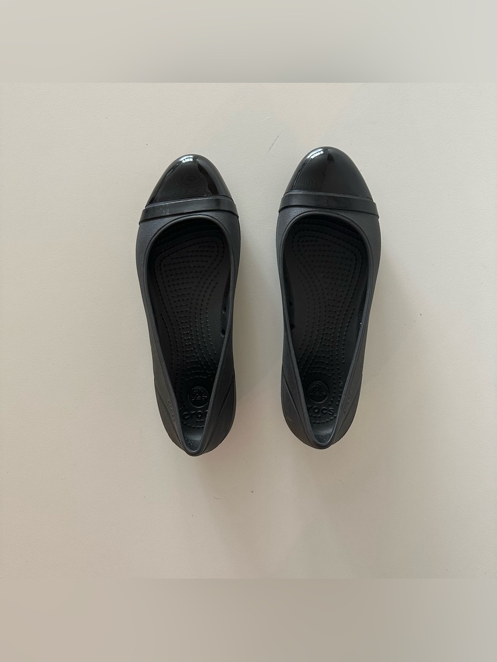 Crocs Cap Toe Black Slip On Ballet Flats Casual Balletcore 7 Coquette